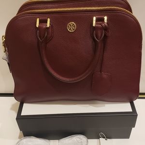 Tory Burch Robinson Pebbled triple zip satchel